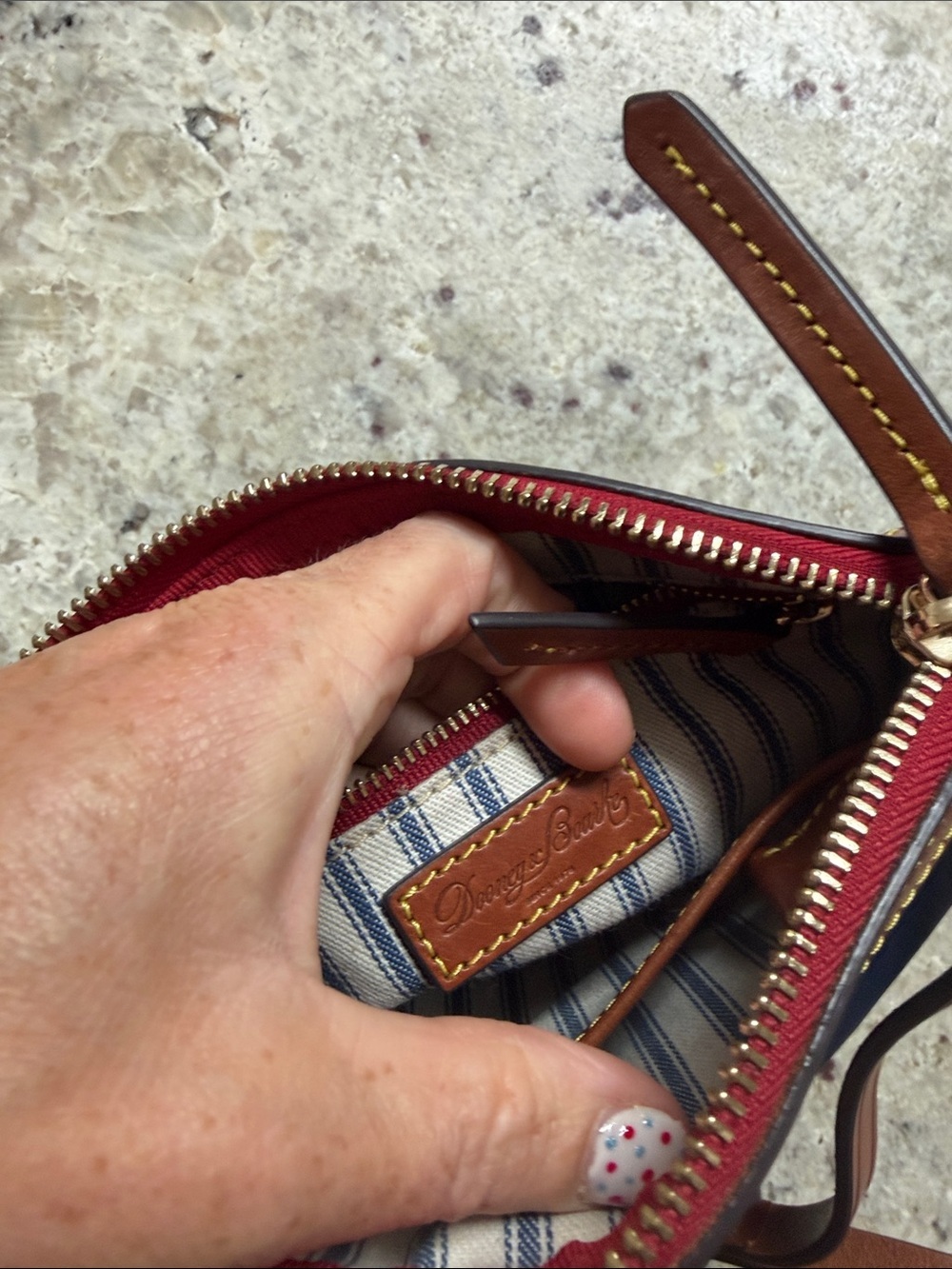 Dooney & Bourke Wayfarer Navy Nylon Domed Shoulder Bag Leather Strap - Picture 6 of 13